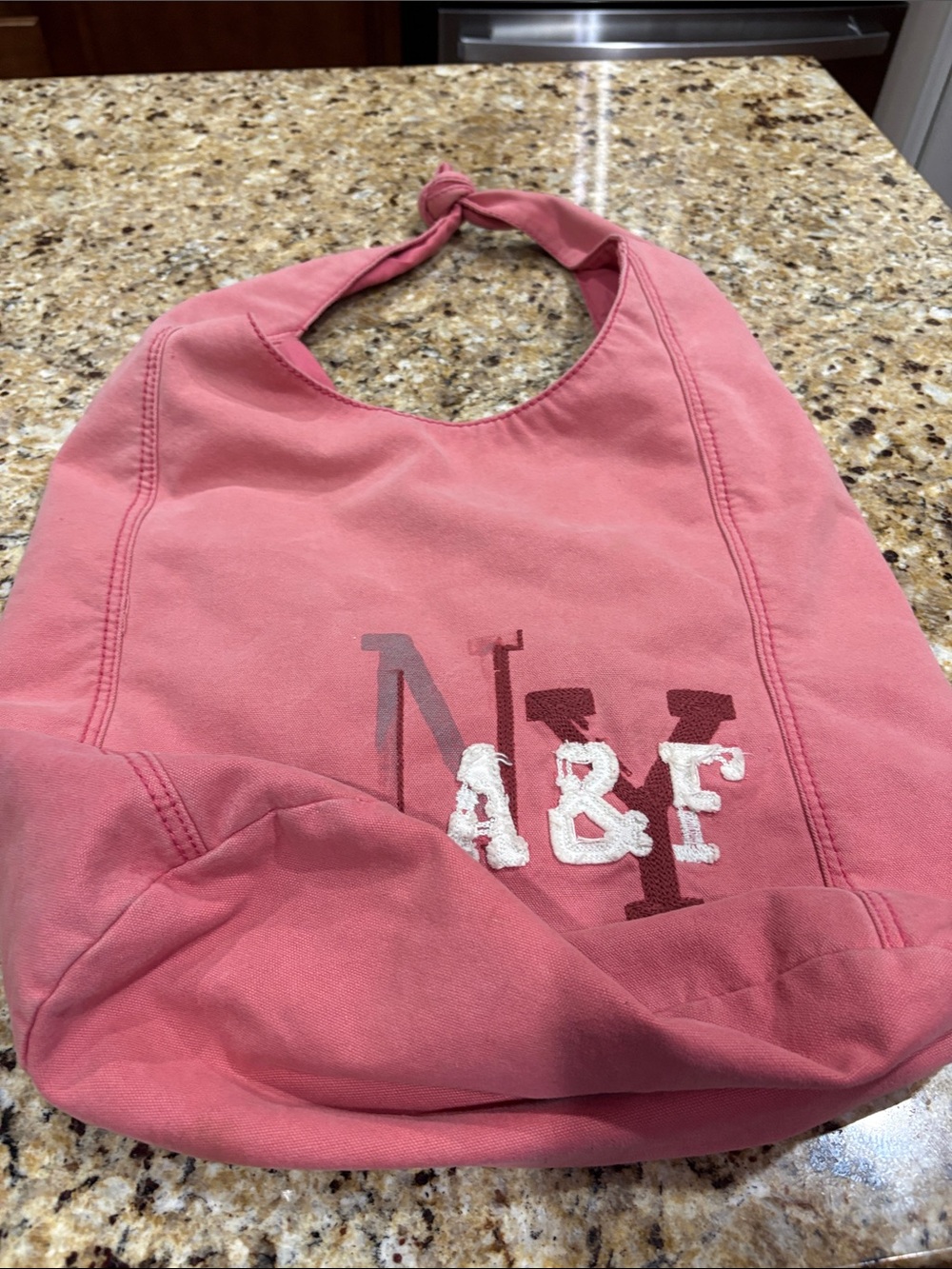 Abercrombie & Fitch Pink Knotted Strap Logo Tote